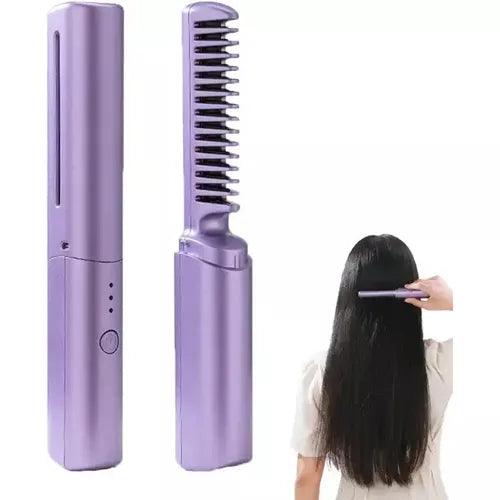 Mini plancha de pelo recargable color rosa 2 en 1