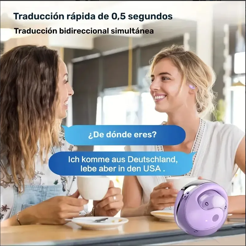 Audífonos traductores con 5 horas de batería y carga rápida
